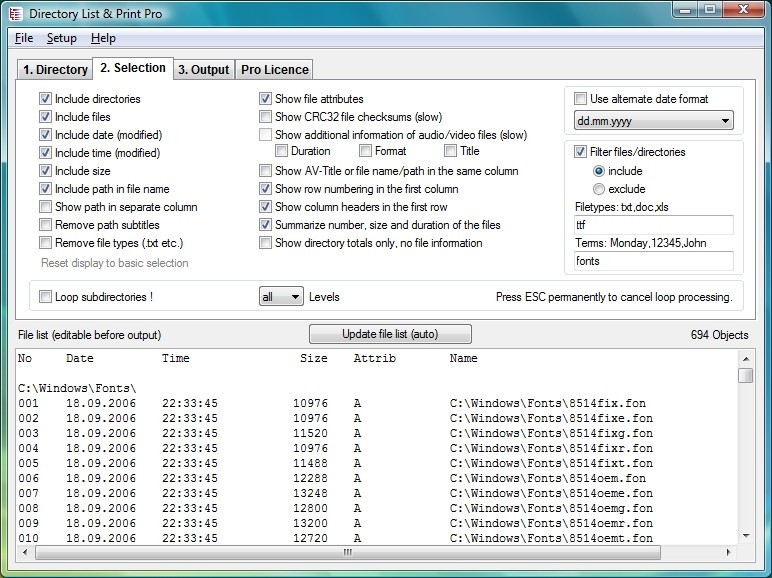 Directory List & Print Pro Screenshot